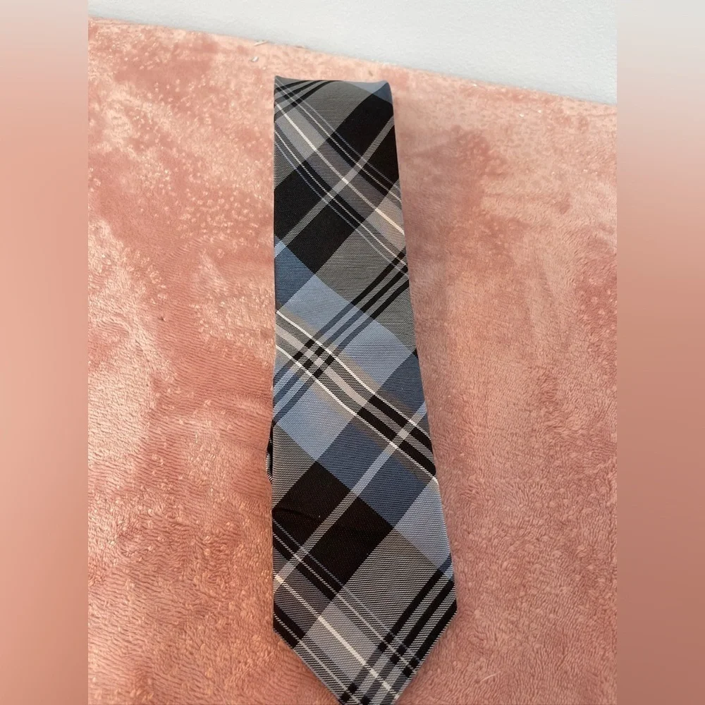 George Black and Gray Plaid Tie